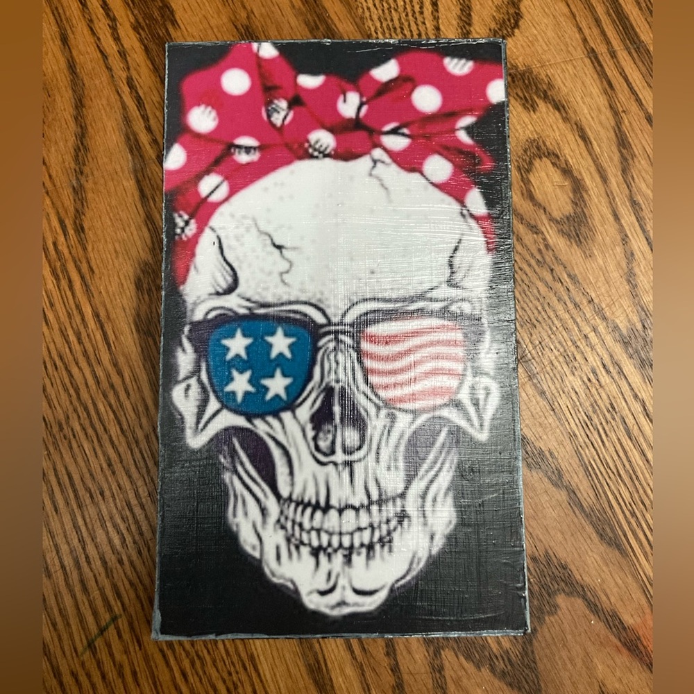 🌟🇺🇸💀Skull Art with Red Bandana and Patriotic Sunglasses